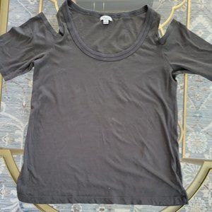 Splendid Cold Shoulder Top Charcoal Gray - S/S Size Large. SOFT